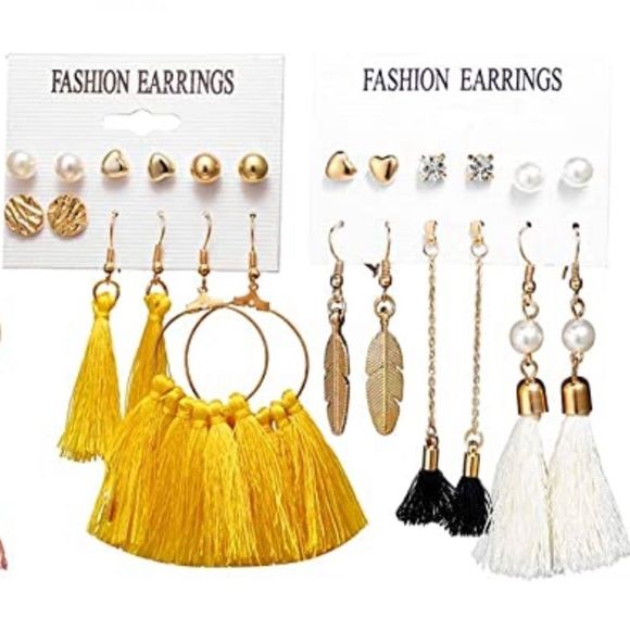New Fashion Earrings 6 Pack Gold & Yellow Post & Stud / Hoop Earring Set - Picture 6 of 7